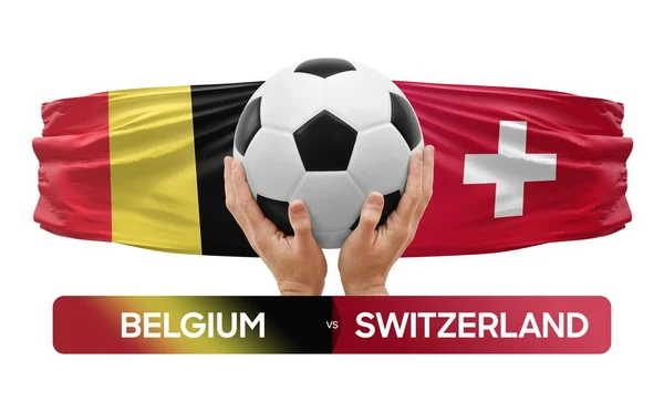 Bélgica Suiza Selecciones Nacionales Fútbol Partido Concepto Competición —  Fotos de Stock