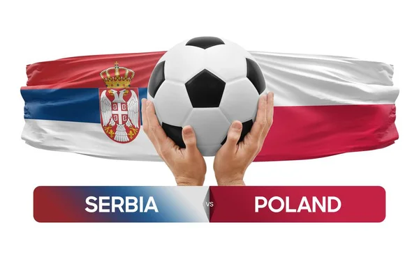 Serbie Pologne Équipes Nationales Football Match Concept Compétition — Photo