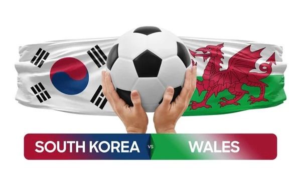 Südkorea Wales Nationalmannschaften Fußballspiel Wettbewerbskonzept — Stockfoto