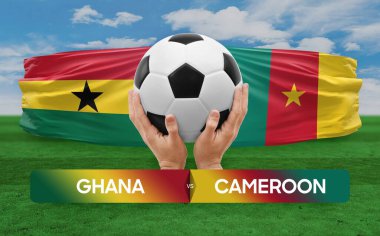 Gana Kamerun milli takımlarına karşı futbol maçı konsepti.