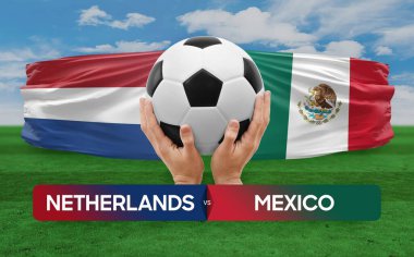 Hollanda, Meksika milli takımlarına karşı futbol maçı konsepti.