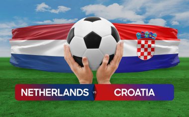 Hollanda, Hırvatistan milli takımlarına karşı futbol maçı konsepti.