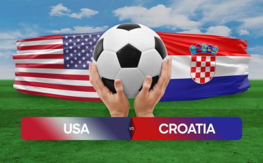 ABD, Hırvatistan milli takımlarına karşı futbol maçı konsepti.