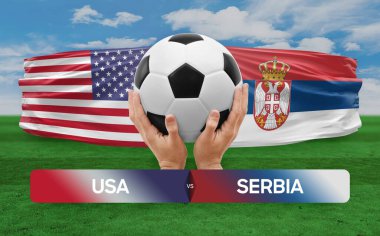 ABD Sırbistan milli takımlarına karşı futbol maçı konsepti.