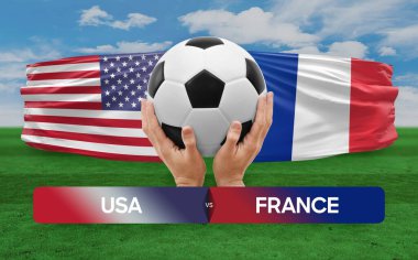 ABD Fransa milli takımlarına karşı futbol müsabakası konsepti.