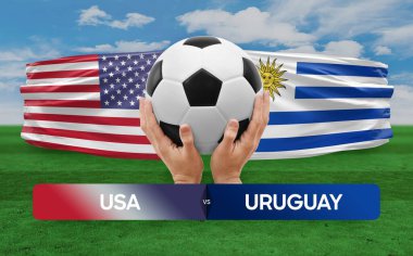 ABD Uruguay milli takımlarına karşı futbol müsabakası konsepti.
