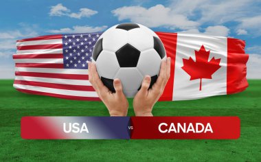 ABD, Kanada milli takımlarına karşı futbol müsabakası konsepti.