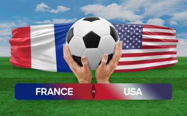 Fransa, ABD milli takımlarına karşı futbol müsabakası konsepti.