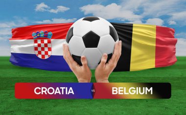 Hırvatistan, Belçika milli takımlarına karşı futbol maçı konsepti.