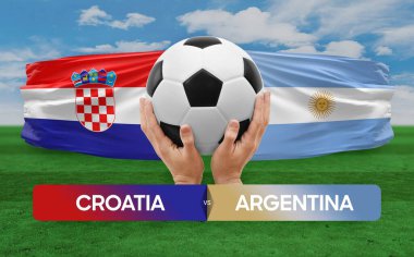 Hırvatistan Arjantin milli takımlarına karşı futbol maçı konsepti.