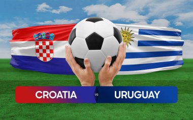 Hırvatistan Uruguay milli takımlarına karşı futbol maçı konsepti.