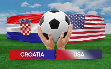 Hırvatistan ABD milli takımlarına karşı futbol karşılaşması konsepti.