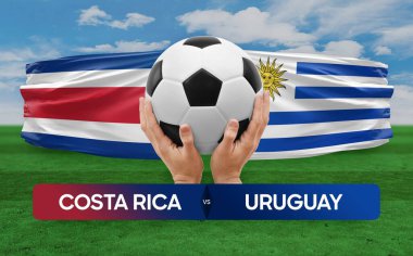 Kosta Rika Uruguay milli takımlarına karşı futbol maçı konsepti.