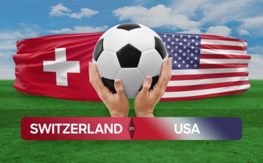 İsviçre Amerikan milli takımlarına karşı futbol müsabakası konsepti.