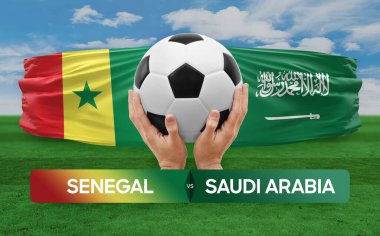 Senegal Suudi Arabistan 'a karşı milli takımlar futbol maçı konsepti.