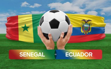 Senegal Ekvador milli takımlarına karşı futbol maçı konsepti.