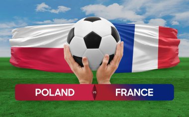 Polonya Fransa milli takımlarına karşı futbol müsabakası konsepti.