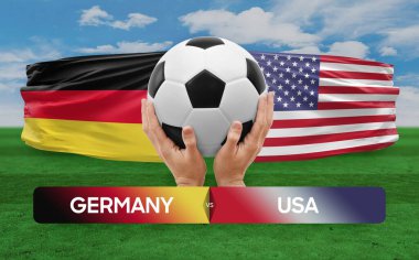 Almanya, ABD milli takımlarına karşı futbol müsabakası konsepti.