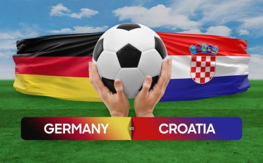 Almanya Hırvatistan milli takımlarına karşı futbol maçı konsepti.