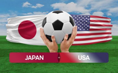Japonya, ABD milli takımlarına karşı futbol müsabakası konsepti.