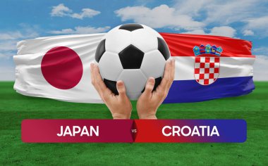 Japonya, Hırvatistan milli takımlarına karşı futbol maçı konsepti.
