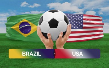 Brezilya ABD milli takımlarına karşı futbol müsabakası konsepti.