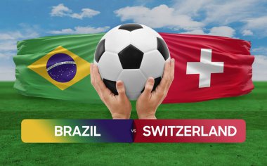 Brezilya, İsviçre milli takımlarına karşı futbol maçı konsepti.