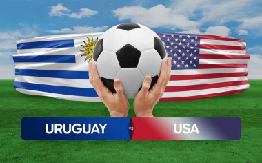 Uruguay Amerikan milli takımlarına karşı futbol maçı konsepti.