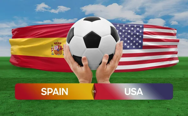 stock image Spain vs USA national teams soccer football match competition concept.