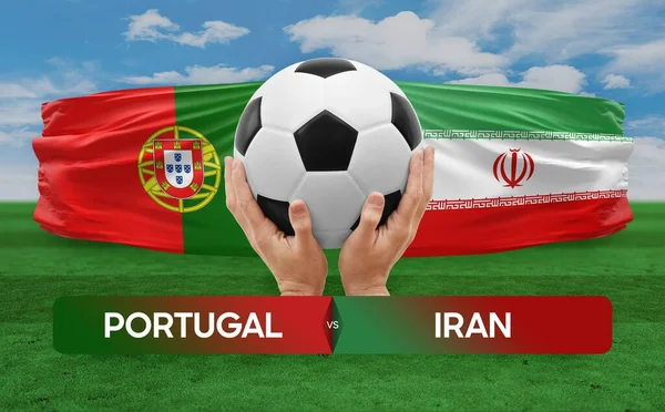 stock image Portugal vs Iran national teams soccer football match competition concept.