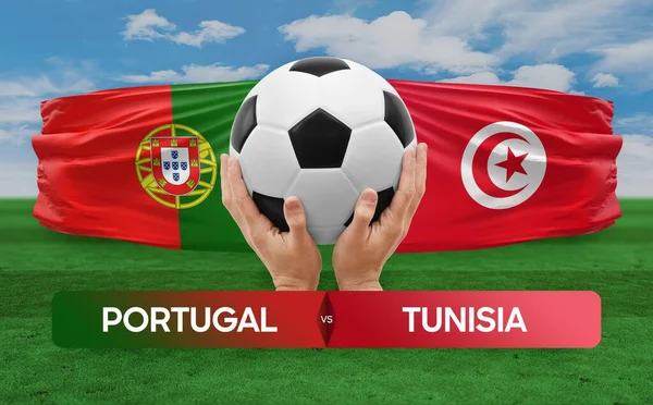 stock image Portugal vs Tunisia national teams soccer football match competition concept.