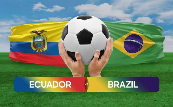 Ecuador Brazília Nemzeti Csapatok Futball Mérkőzés Verseny Koncepció — Stock Fotó