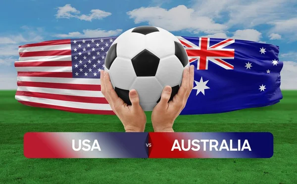 Usa Australia Squadre Nazionali Calcio Partita Calcio Concetto Competizione — Foto Stock