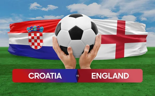 stock image Croatia vs England national teams soccer football match competition concept.
