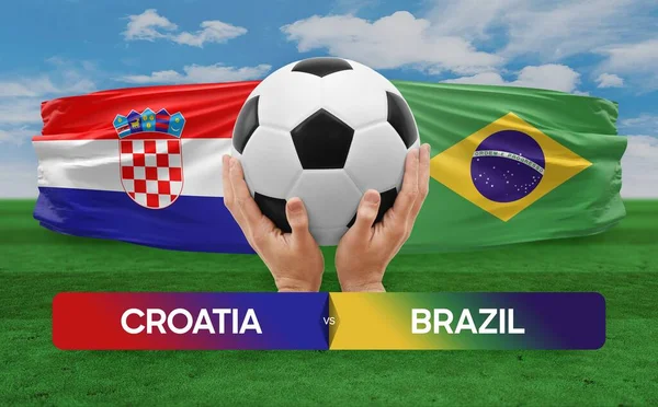 Croazia Brasile Squadre Nazionali Calcio Partita Calcio Concetto Competizione — Foto Stock
