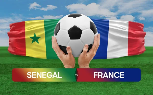 Szenegál Franciaország Nemzeti Csapatok Labdarúgó Mérkőzés Verseny Koncepció — Stock Fotó