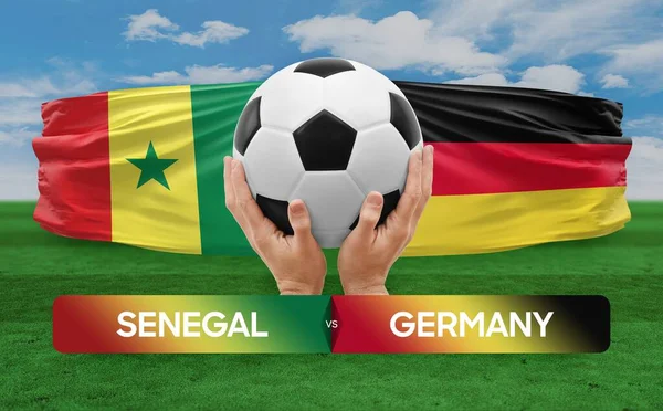 Szenegál Németország Nemzeti Csapatok Labdarúgó Mérkőzés Verseny Koncepció — Stock Fotó