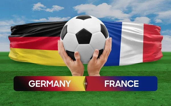 Almanya Fransa Milli Takımlarına Karşı Futbol Müsabakası Konsepti — Stok fotoğraf