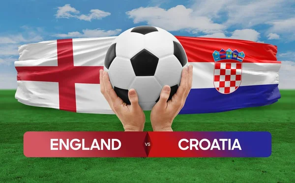 Англія Проти Хорватії Концепція Футбольного Змагання Футболу — стокове фото