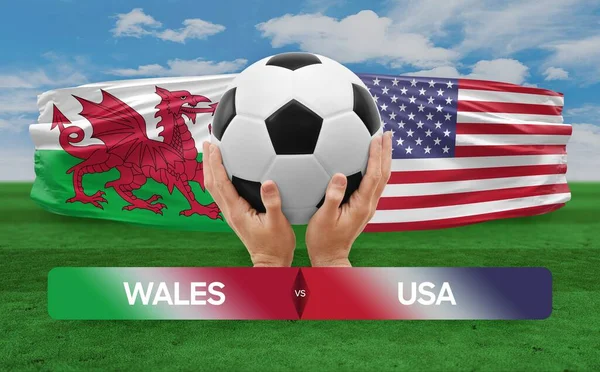 stock image Wales vs USA national teams soccer football match competition concept.