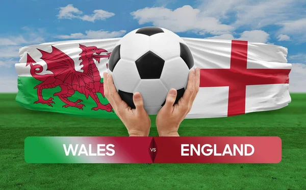 Wales Engeland Nationale Teams Voetbal Voetbalwedstrijd Concept — Stockfoto