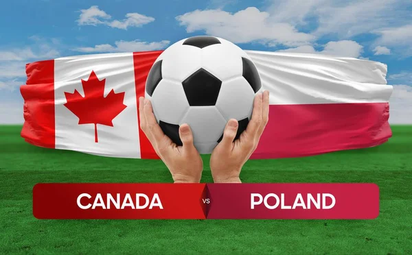 Kanada Polska Drużyna Narodowa Piłka Nożna Mecz Koncepcja — Zdjęcie stockowe