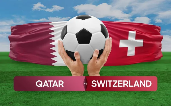 stock image Qatar vs Switzerland national teams soccer football match competition concept.