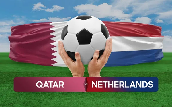 stock image Qatar vs Netherlands national teams soccer football match competition concept.