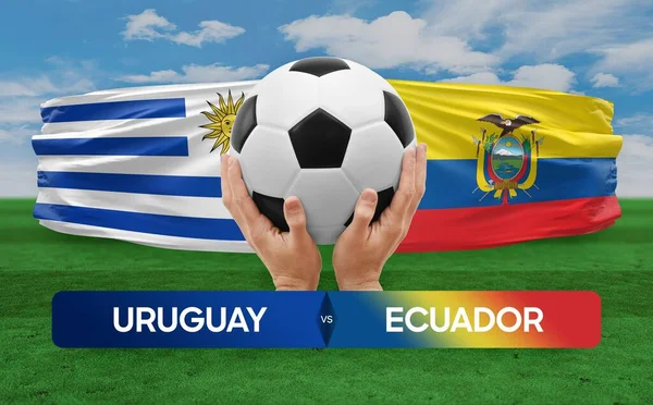 Uruguay Ekvador milli takımlarına karşı futbol maçı konsepti.