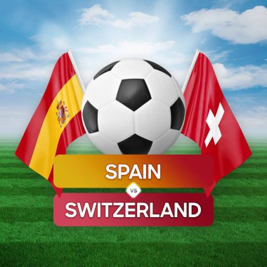 İspanya, İsviçre milli takımlarına karşı futbol maçı konsepti.