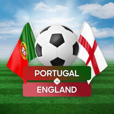 Portekiz, İngiltere milli takımlarına karşı futbol müsabakası konsepti.