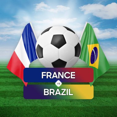 Fransa Brezilya milli takımlarına karşı futbol müsabakası konsepti.