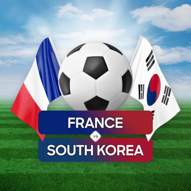 Fransa Güney Kore milli takımlarına karşı futbol müsabakası konsepti.