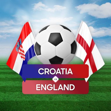 Hırvatistan İngiltere milli takımlarına karşı futbol maçı konsepti.